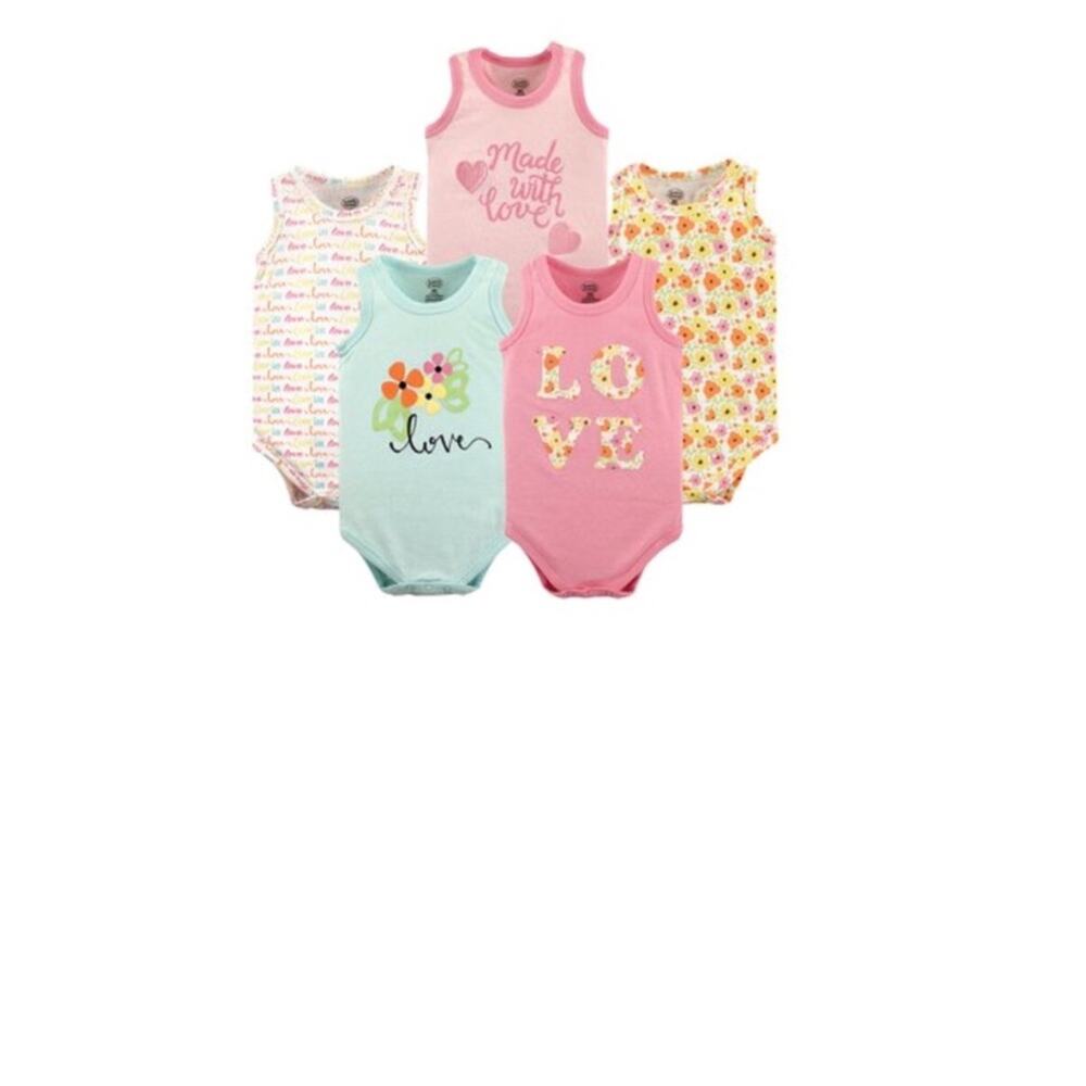 💞NWT 5 Luvable Friends Love-Themed Sleeveless Bodysuits (3-6 Months)